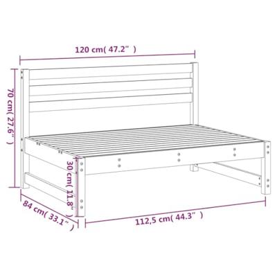 Tuinmiddenbank 120x80 cm massief grenenhout wit