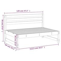 Tuinmiddenbank 120x80 cm massief grenenhout wit - thumbnail
