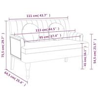 Bankje met kussens 113x64,5x75,5 cm stof donkergrijs - thumbnail
