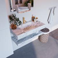 MONDIAZ ALAN-DLUX 90cm planchet Glace. Vrijhangende wastafel CLOUD midden 1 kraangat, kleur Glace. - thumbnail