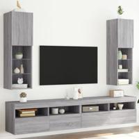 Tv-meubels met LED-verlichting 2 st 30,5x30x102 cm grijs sonoma - thumbnail