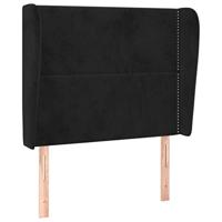 Hoofdbord met randen 93x23x118/128 cm fluweel zwart - thumbnail