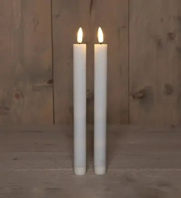 Anna&apos;s Collection LED dinerkaars 3d flame 25 cm wit 2 stuks