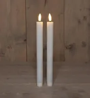 Anna&apos;s Collection LED dinerkaars 3d flame 25 cm wit 2 stuks - thumbnail