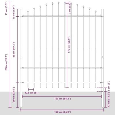 Tuinhek 5 pcs Grijs 170 x 215 cm Gepoedercoat staal