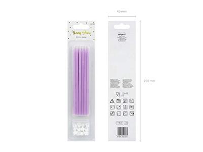 Taartkaarsjes lila 14cm - 12 stuks