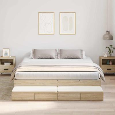 Opbergbedframe Sonoma Eiken 236.5 x 200 x 31.5 cm Bewerkt hout