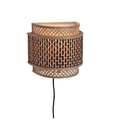 GOOD&MOJO Wandlamp 'Bhutan' Bamboe, 21 x 24cm, kleur Naturel/Zwart