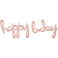 Folieballonnen &apos;Happy Bday&apos; Rosé Goud - thumbnail