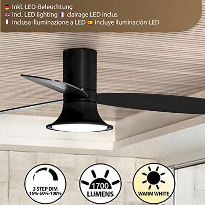 Beacon Zwarte ventilator met lampFlusso Ø 132cm - 210662
