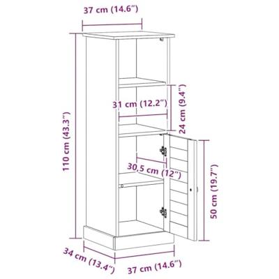 Badkamerkast met opslag VIGO Honingbruin 37 x 34 x 110 cm