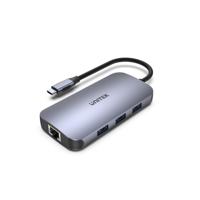 uHUB Unitek D1071A N9+ 9-in-1 USB-C Ethernet Hub met HDMI, 100W Power Delivery en Card Reader/Aluminium/Nylon Kabel/USB-A, USB-C (voeding), HDMI 2.0, Card Reader, aansluiting RJ -45 - thumbnail