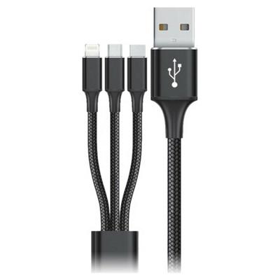 Kabel USB naar Micro-USB, USB-C en Lightning Goms Zwart 1, 2 m Kabel USB naar Micro-USB, USB-C en Lightning Goms Zwart 1, 2 m