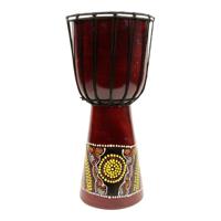 Houten Handtrommel Geel-Bruin XL - thumbnail