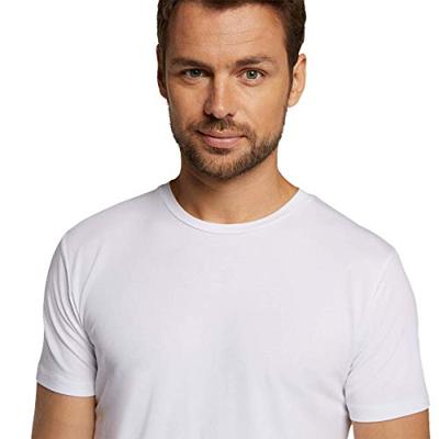 2-pak t-shirt ronde hals - Ruben - Bamboe heren ondershirt korte mouw - Wit - Zwart - Donkerblauw - Huidskleur - Witte t shirts hren