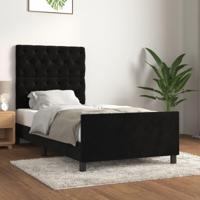 Bedframe met hoofdeinde fluweel zwart 80x200 cm - thumbnail