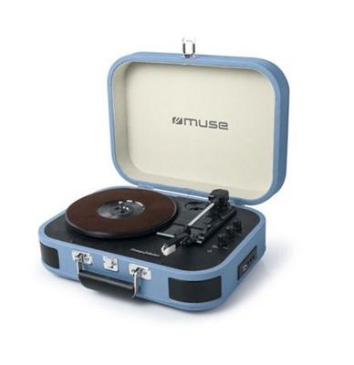 Muse MT-201 BTB Retro platenspeler met Bluetooth, ingebouwde stereoluidsprekers en USB (RCA-uitgang, AUX-ingang, hoofdtelefoonaansluiting), blauw