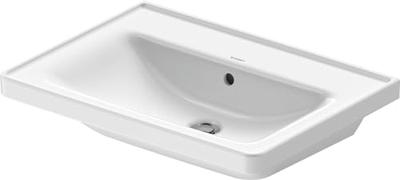 Wastafel Duravit D-Neo Met Rand Overloop Kraanvlak Zonder Kraangat 65 cm Hoogglans Wit