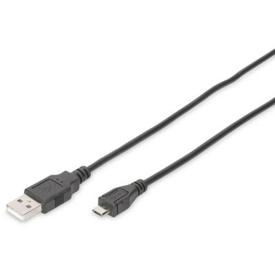 Digitus DB-300127-018-S USB-kabel USB 2.0 USB-A stekker, USB-micro-B stekker 1.80 m Zwart Rond, Afgeschermd (dubbel)