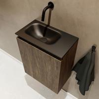 MONDIAZ TURE 40cm toiletmeubel dark brown. EDEN wastafel urban links geen kraangat - thumbnail