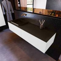 Badkamermeubelset Mondiaz Erin 150 cm met 2 Lades met RIDGE Wastafel Links Urban Zonder Kraangaten Greeploos Mat Talc - thumbnail