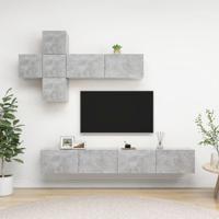 7-delige Tv-meubelset spaanplaat betongrijs - thumbnail