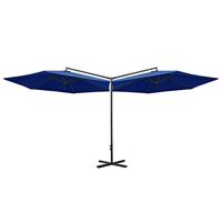 VidaXL Parasol dubbel met stalen paal 600 cm azuurblauw - thumbnail