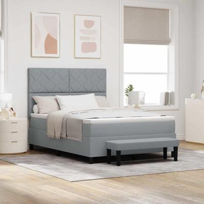 Boxspring bed met matras Lichtgrijs 140 x 190 cm Stof