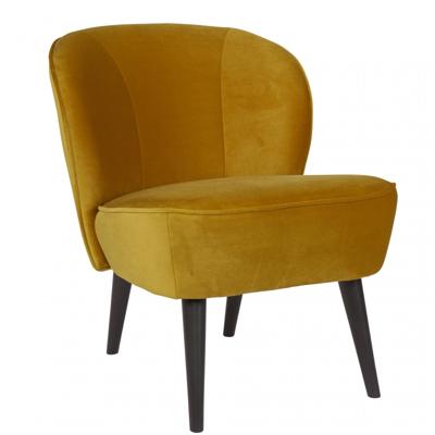 WOOOD Fauteuil 'Sara' Velvet, kleur Okergeel