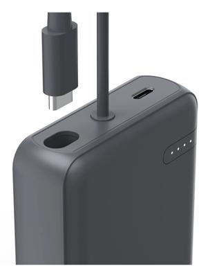Hama Power Pack Travel met kabel 10000mAh 2 uitgangen:2x USB-C Powerbank Grijs