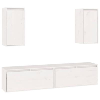 Tv-meubelen 4 st massief grenenhout wit