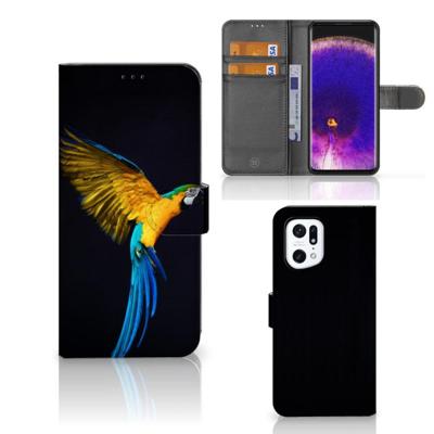 OPPO Find X5 Pro | Telefoonhoesje | Met pasjeshouder | Papegaai