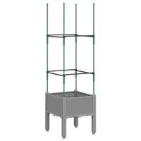 Plantenbak met latwerk 40x40x142,5 cm polypropeen lichtgrijs - thumbnail