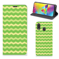 Samsung Galaxy M20 | Hoesje met Magneet | Waves Green - thumbnail