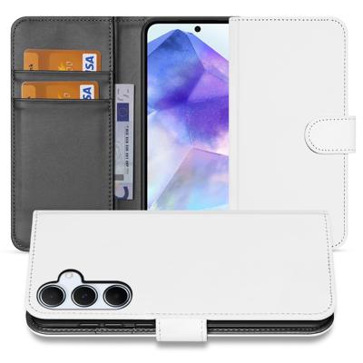 Book Case Telefoonhoesje Geschikt voor Samsung Galaxy A55 Wit met Pasjeshouder Book Case Telefoonhoesje Geschikt voor Samsung Galaxy A55 Wit met Pasjeshouder