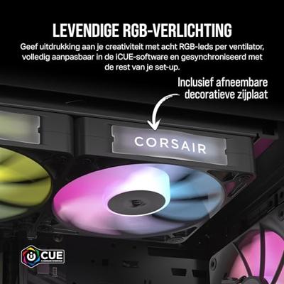 Corsair iCUE LINK RX140 RGB PC-ventilator Zwart (b x h x d) 140 x 140 x 25 mm Incl. LED-verlichting