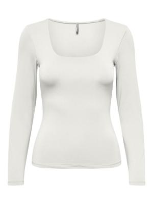 Only 15302647 Onlea L/s Deep Neck Top Jrs Noos T-shirt Lange Mouw Cloud Dancer