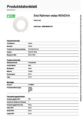 ELSO eindframe WDE011402 wit Renova (PK = 2 st.) 1 stuk(s)