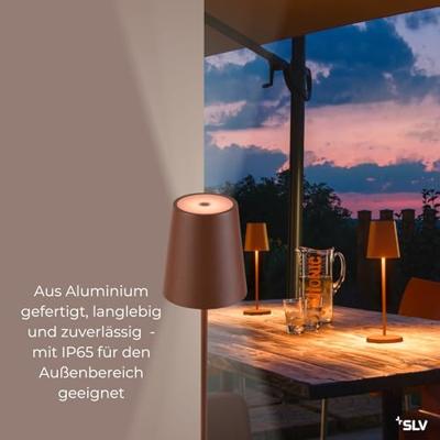 SLV Buiten tafellampVinolina Two roest - oplaadbaar - 1007695