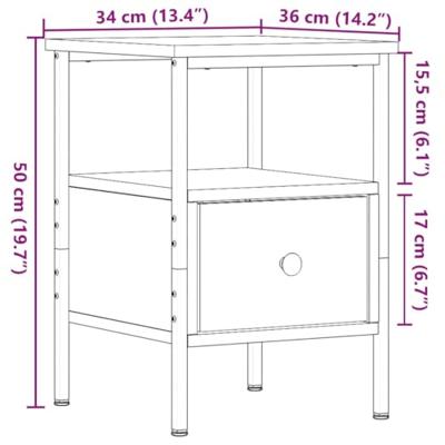 Nachtkastjes 2 st 34x36x50 cm bewerkt hout oud houtkleurig