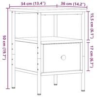 Nachtkastjes 2 st 34x36x50 cm bewerkt hout oud houtkleurig - thumbnail