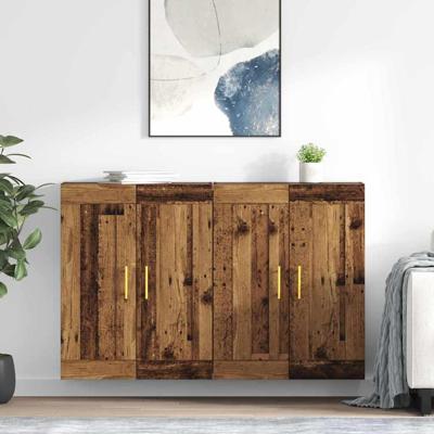 Wandkasten 2 pcs Oud Hout 69,5 x 34 x 90 cm Bewerkt hout