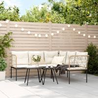 Loungeset met kussens staal en textileen zwart - thumbnail