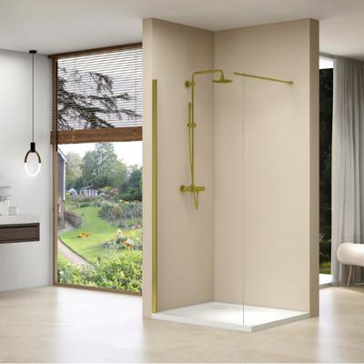 Inloopdouche Van Rijn Products Vaste Wand 77-79 x 200 cm Helder Glas Stabilisatiestang en Gouden Muurprofiel van Rijn