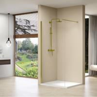 Inloopdouche Van Rijn Products Vaste Wand 77-79 x 200 cm Helder Glas Stabilisatiestang en Gouden Muurprofiel van Rijn - thumbnail
