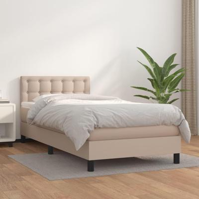 Boxspring met matras kunstleer cappuccinokleurig 90x190 cm