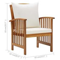 Tuinstoelen 2 st met kussens massief acaciahout - thumbnail