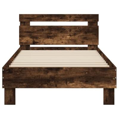 Bedframe met hoofdbord en LED gerookt eikenkleurig 90x190 cm Bedframe met hoofdbord en LED gerookt eikenkleurig 90x190 cm
