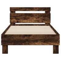Bedframe met hoofdbord en LED gerookt eikenkleurig 90x190 cm - thumbnail