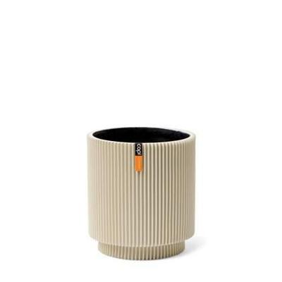 Capi nature groove indoor cilinder bloempot 15x17 cm beige